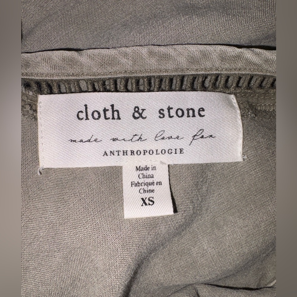 Anthro Cloth & Stone Tencel Wrap Romper Taupe XS Tie Waist - Picture 3 of 11